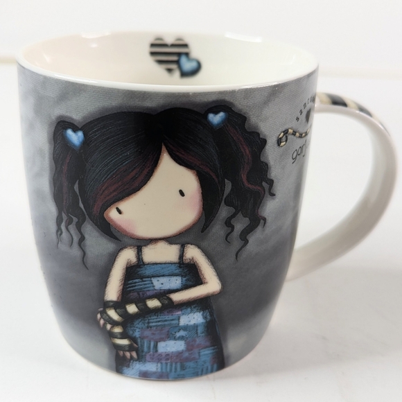 Gorjuss Santoro Mug Lost For Words 2012 Vintage Rare Goth Girl Gloves Blue Black - Picture 7 of 7